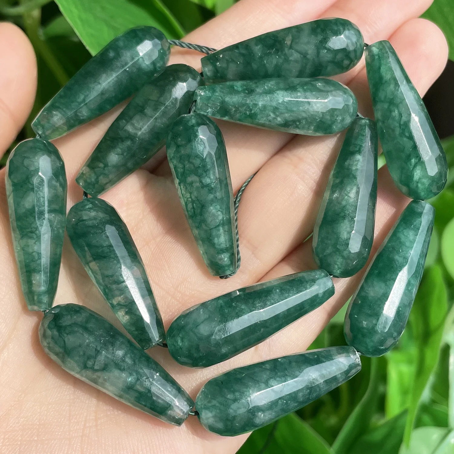 10x30mm Faceted Water Drop Shape Stone Natural Smoky Quartz Angelite Garnet Agates Loose Beads for Jewelry Making DIY Bracelet