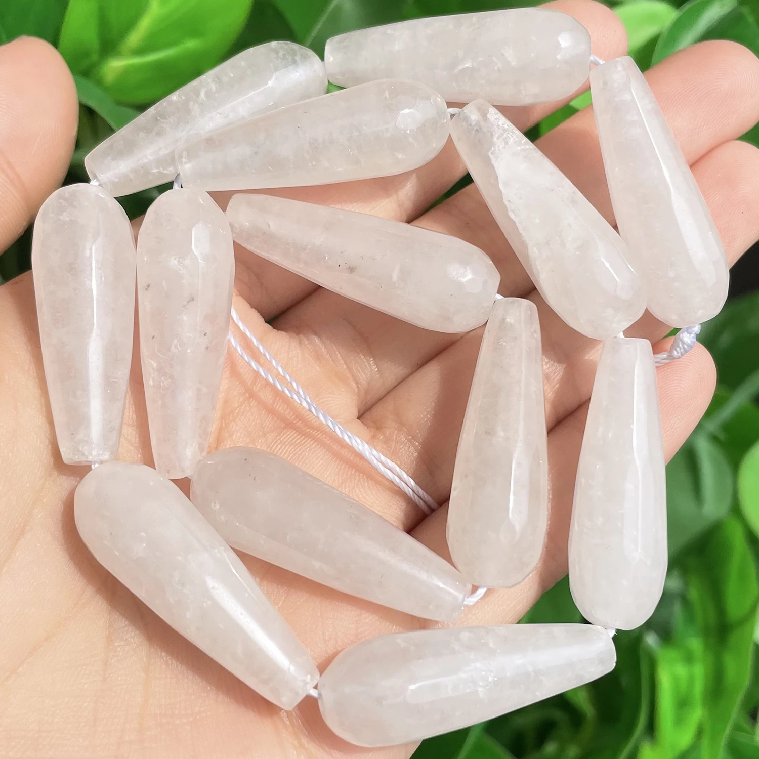 10x30mm Faceted Water Drop Shape Stone Natural Smoky Quartz Angelite Garnet Agates Loose Beads for Jewelry Making DIY Bracelet