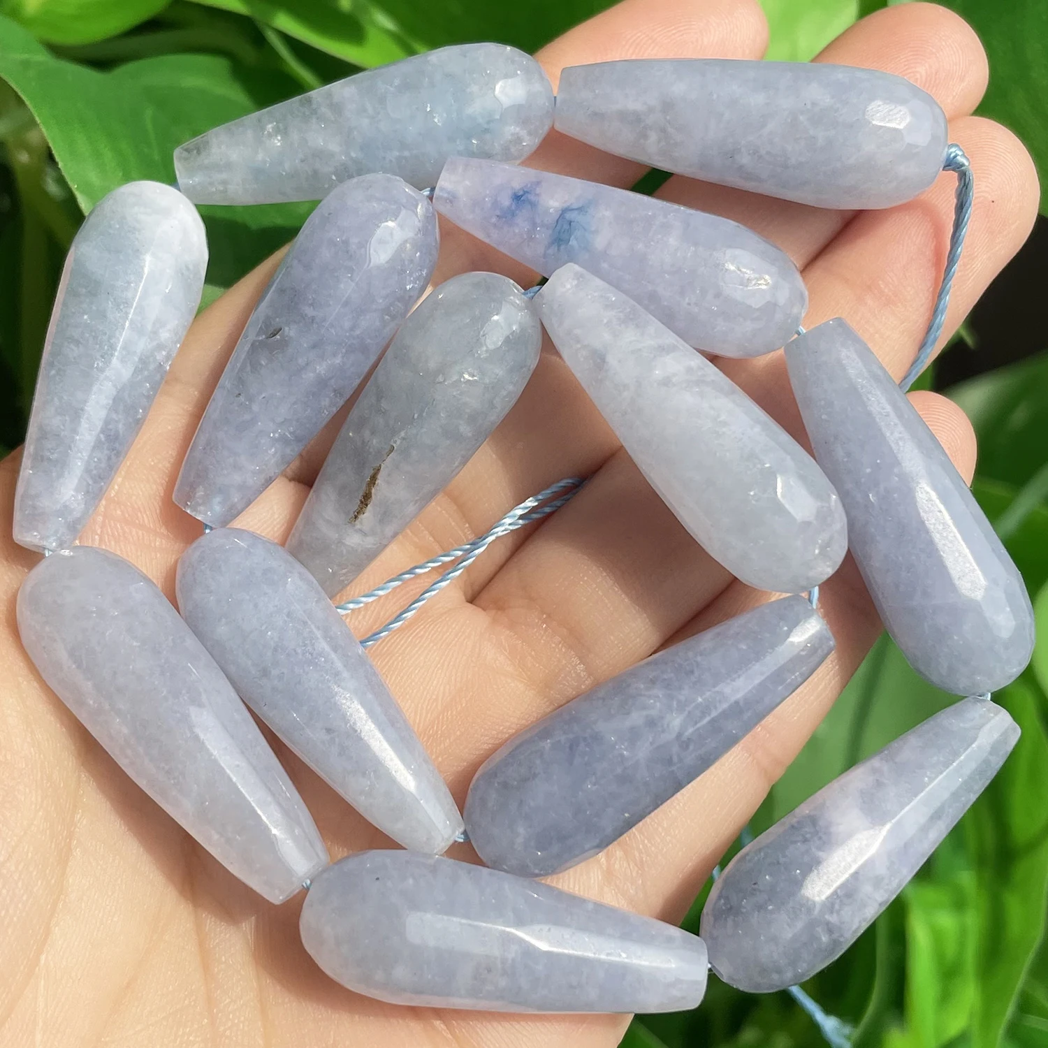 10x30mm Faceted Water Drop Shape Stone Natural Smoky Quartz Angelite Garnet Agates Loose Beads for Jewelry Making DIY Bracelet