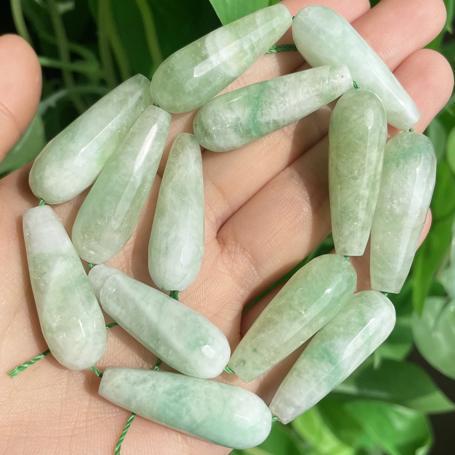 10x30mm Faceted Water Drop Shape Stone Natural Smoky Quartz Angelite Garnet Agates Loose Beads for Jewelry Making DIY Bracelet