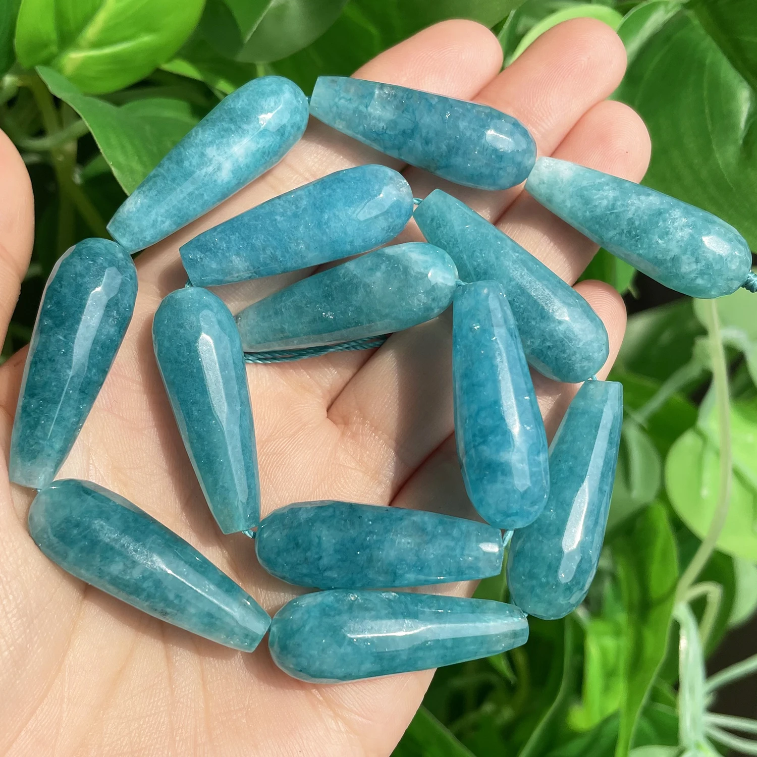 10x30mm Faceted Water Drop Shape Stone Natural Smoky Quartz Angelite Garnet Agates Loose Beads for Jewelry Making DIY Bracelet
