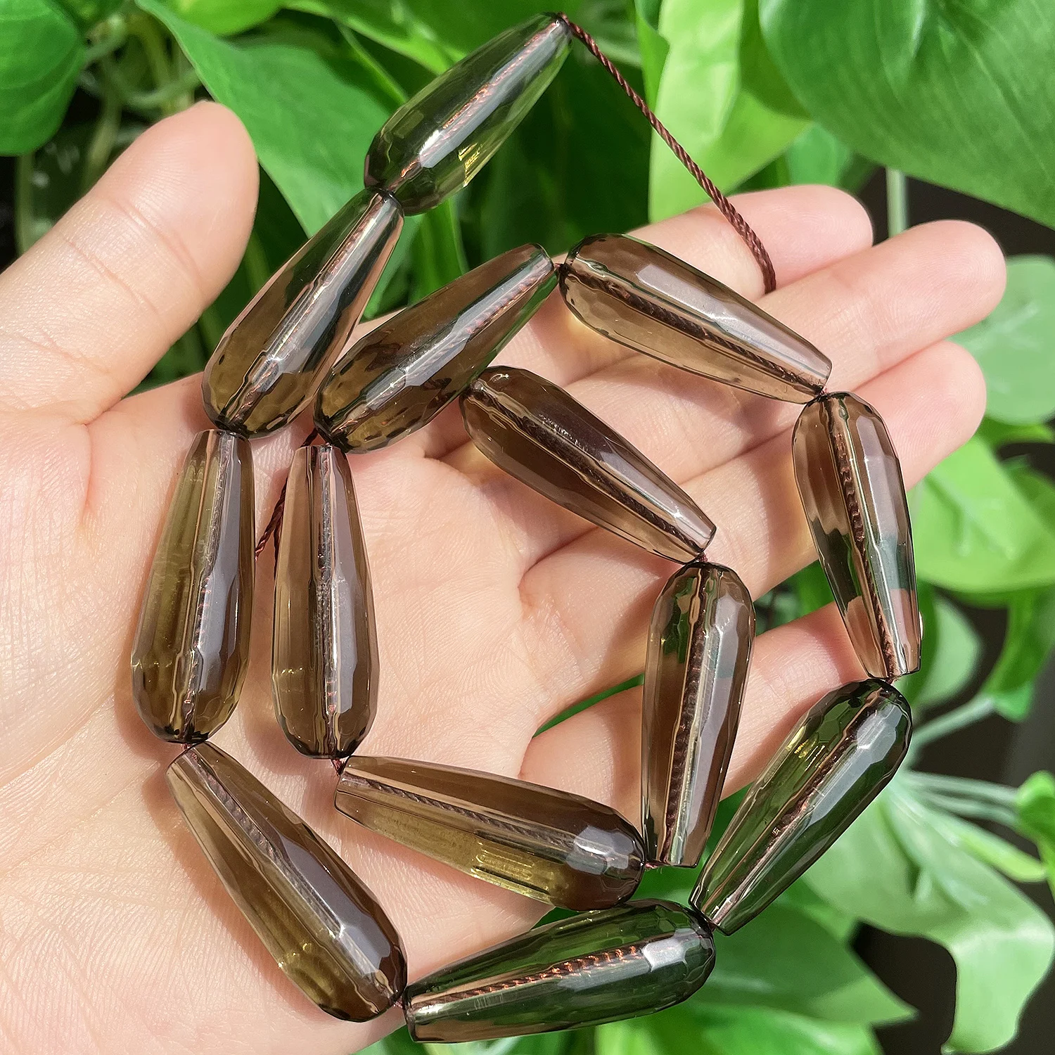10x30mm Faceted Water Drop Shape Stone Natural Smoky Quartz Angelite Garnet Agates Loose Beads for Jewelry Making DIY Bracelet