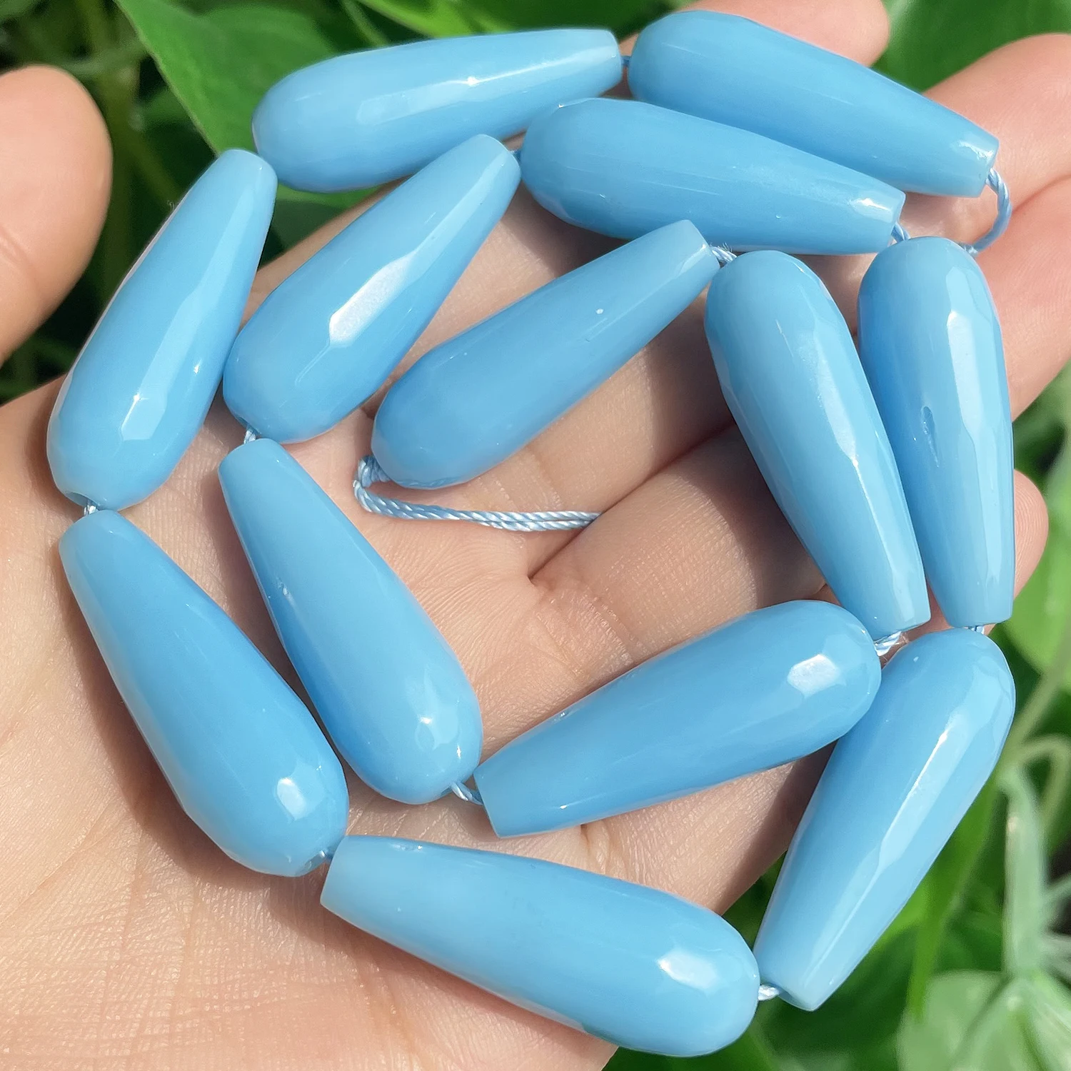 10x30mm Faceted Water Drop Shape Stone Natural Smoky Quartz Angelite Garnet Agates Loose Beads for Jewelry Making DIY Bracelet