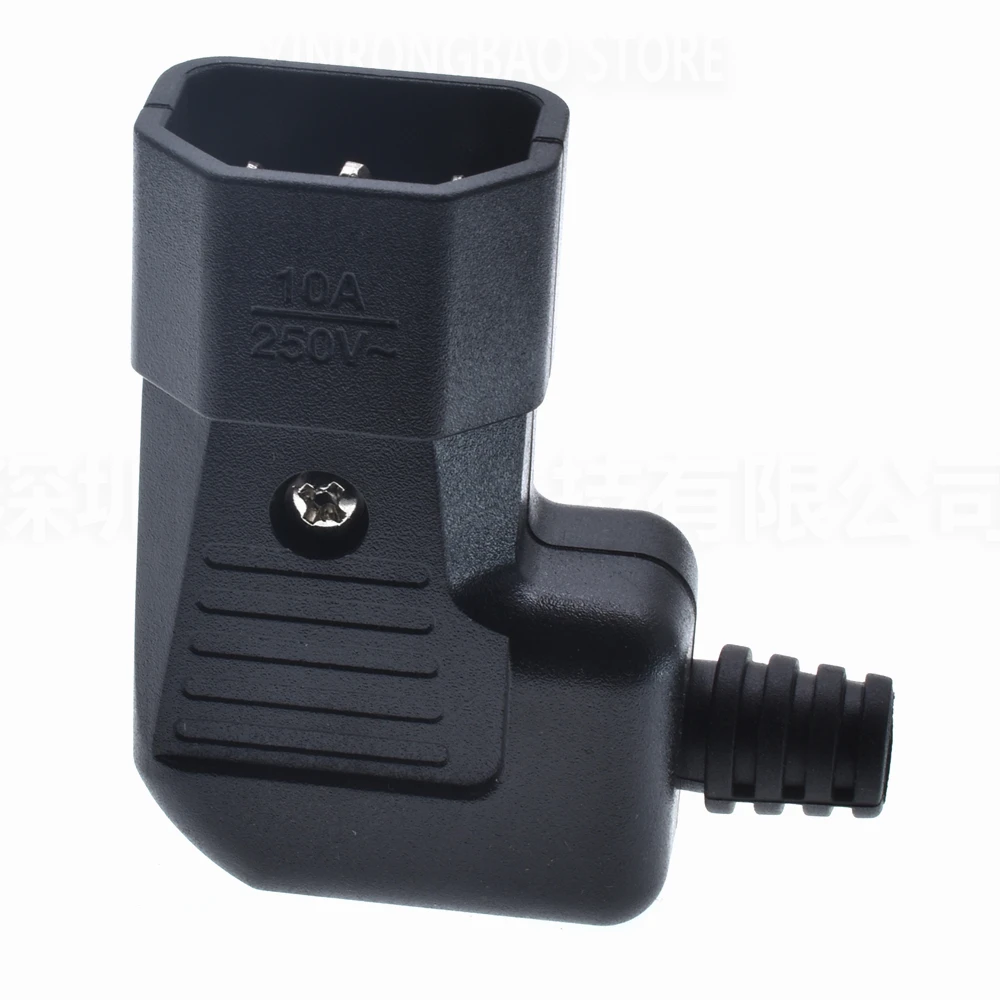 Black Elbow IEC320 C13 C14 Power Cord Wiring Power Plug Assemble IEC Connector Outlet PDU UPS Electrical AC Socket Plug 10A 250V