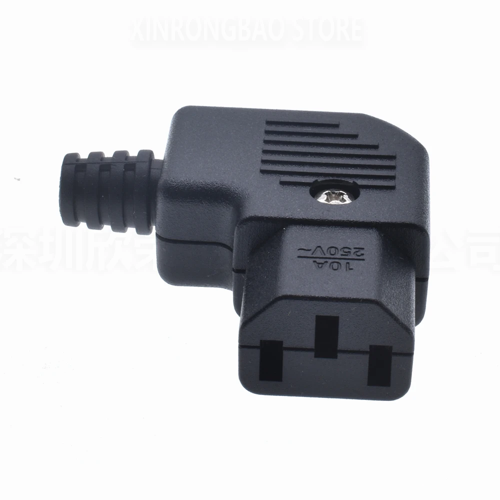 Black Elbow IEC320 C13 C14 Power Cord Wiring Power Plug Assemble IEC Connector Outlet PDU UPS Electrical AC Socket Plug 10A 250V