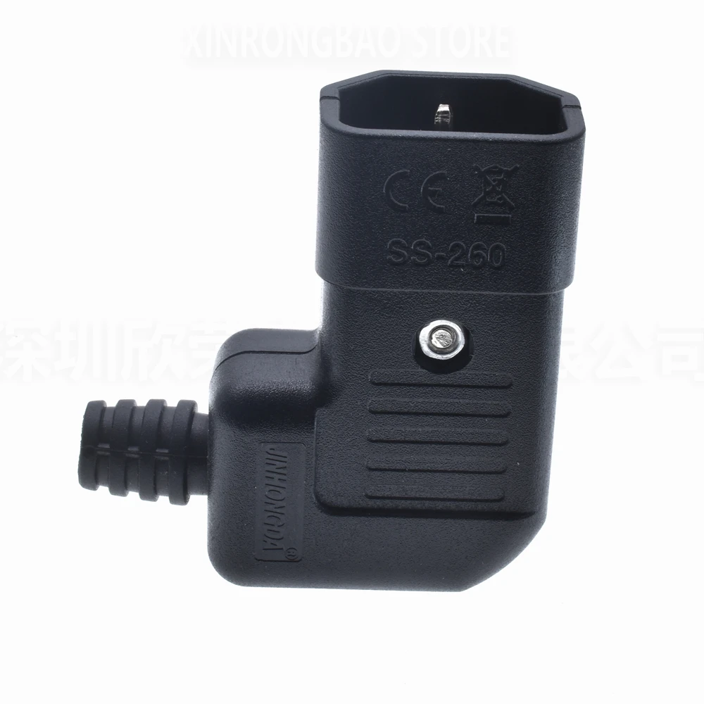 Black Elbow IEC320 C13 C14 Power Cord Wiring Power Plug Assemble IEC Connector Outlet PDU UPS Electrical AC Socket Plug 10A 250V