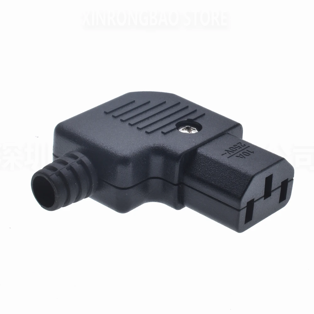Black Elbow IEC320 C13 C14 Power Cord Wiring Power Plug Assemble IEC Connector Outlet PDU UPS Electrical AC Socket Plug 10A 250V