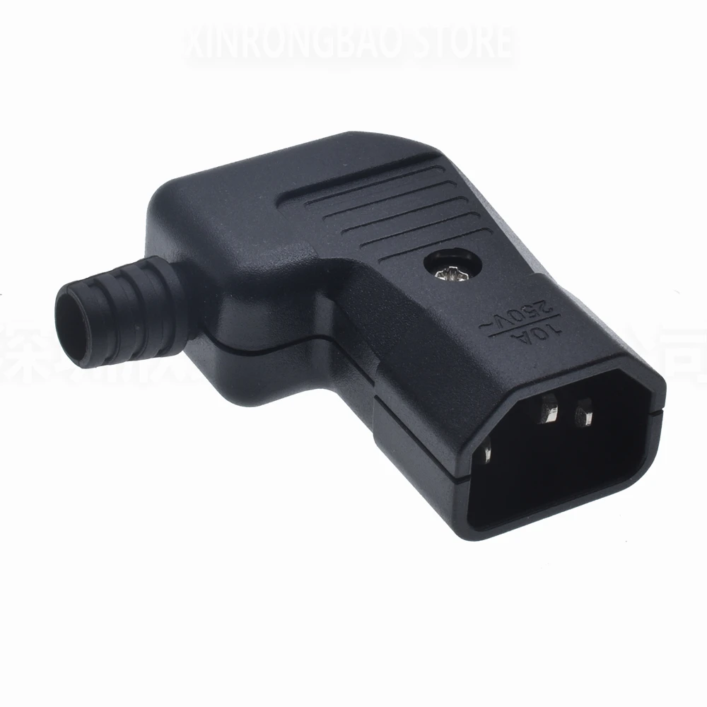 Black Elbow IEC320 C13 C14 Power Cord Wiring Power Plug Assemble IEC Connector Outlet PDU UPS Electrical AC Socket Plug 10A 250V
