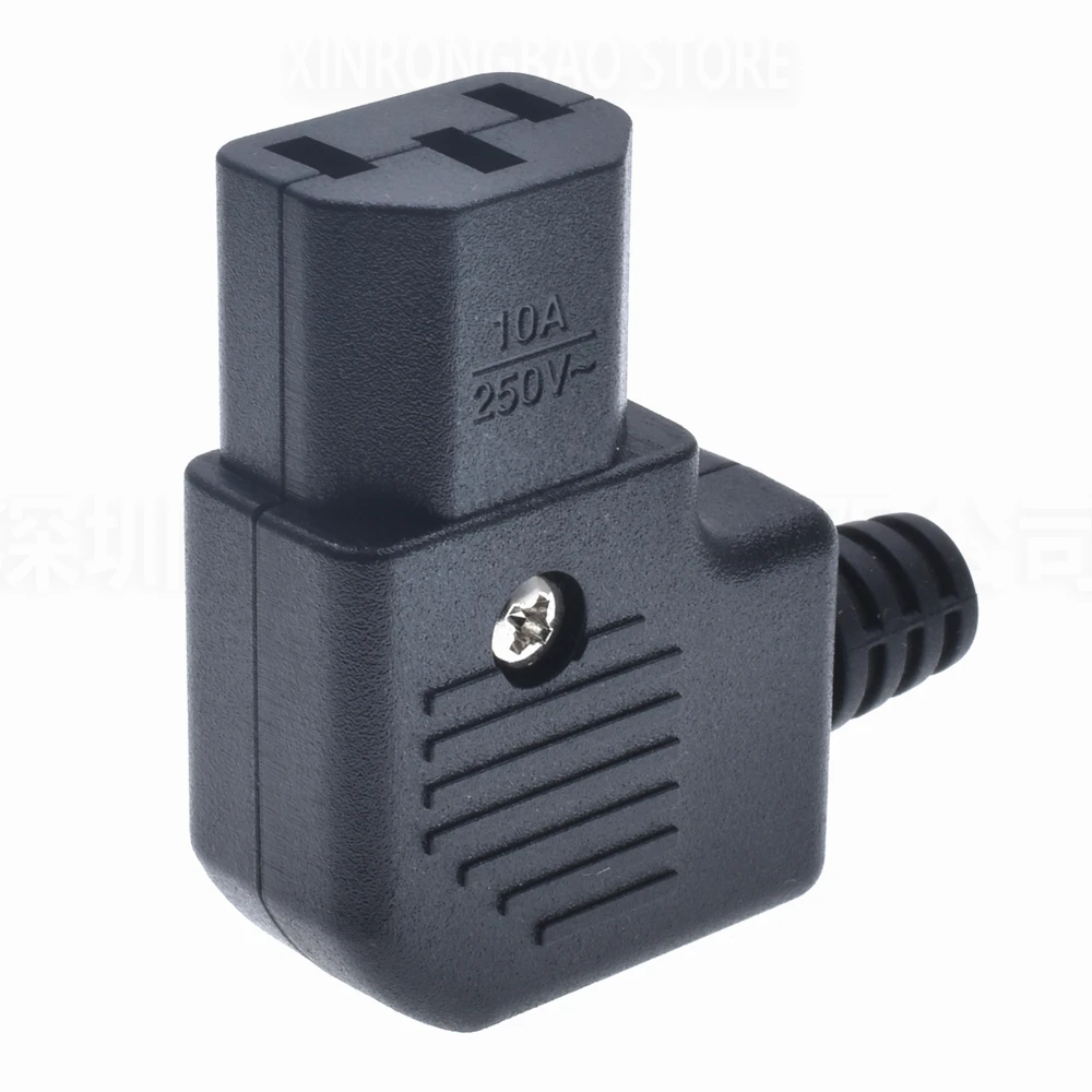 Black Elbow IEC320 C13 C14 Power Cord Wiring Power Plug Assemble IEC Connector Outlet PDU UPS Electrical AC Socket Plug 10A 250V