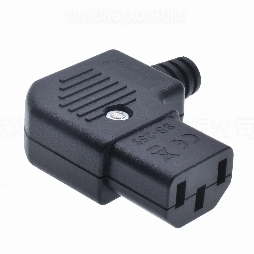 Black Elbow IEC320 C13 C14 Power Cord Wiring Power Plug Assemble IEC Connector Outlet PDU UPS Electrical AC Socket Plug 10A 250V