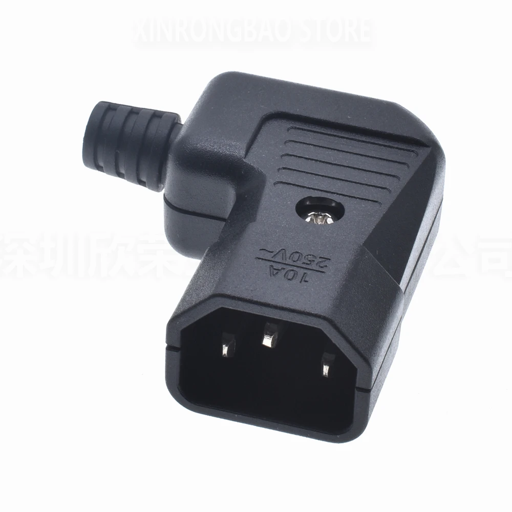 Black Elbow IEC320 C13 C14 Power Cord Wiring Power Plug Assemble IEC Connector Outlet PDU UPS Electrical AC Socket Plug 10A 250V