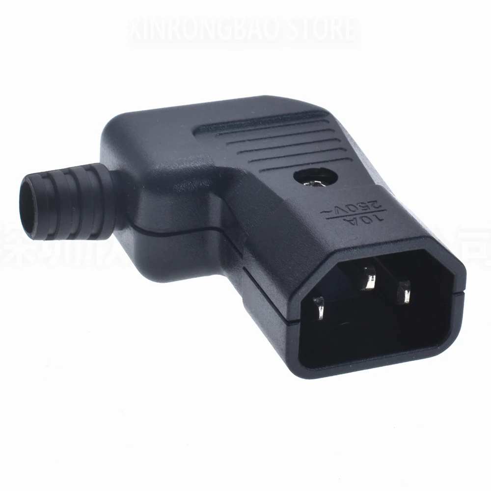 Black Elbow IEC320 C13 C14 Power Cord Wiring Power Plug Assemble IEC Connector Outlet PDU UPS Electrical AC Socket Plug 10A 250V