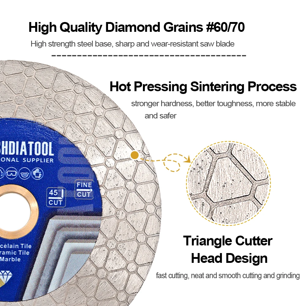 SHDIATOOL Diamond Cutting Disc 105/115/125mm Triangle Double Sided Grinding Wheel Saw Blade Ceramic Tile Porcelain Marble
