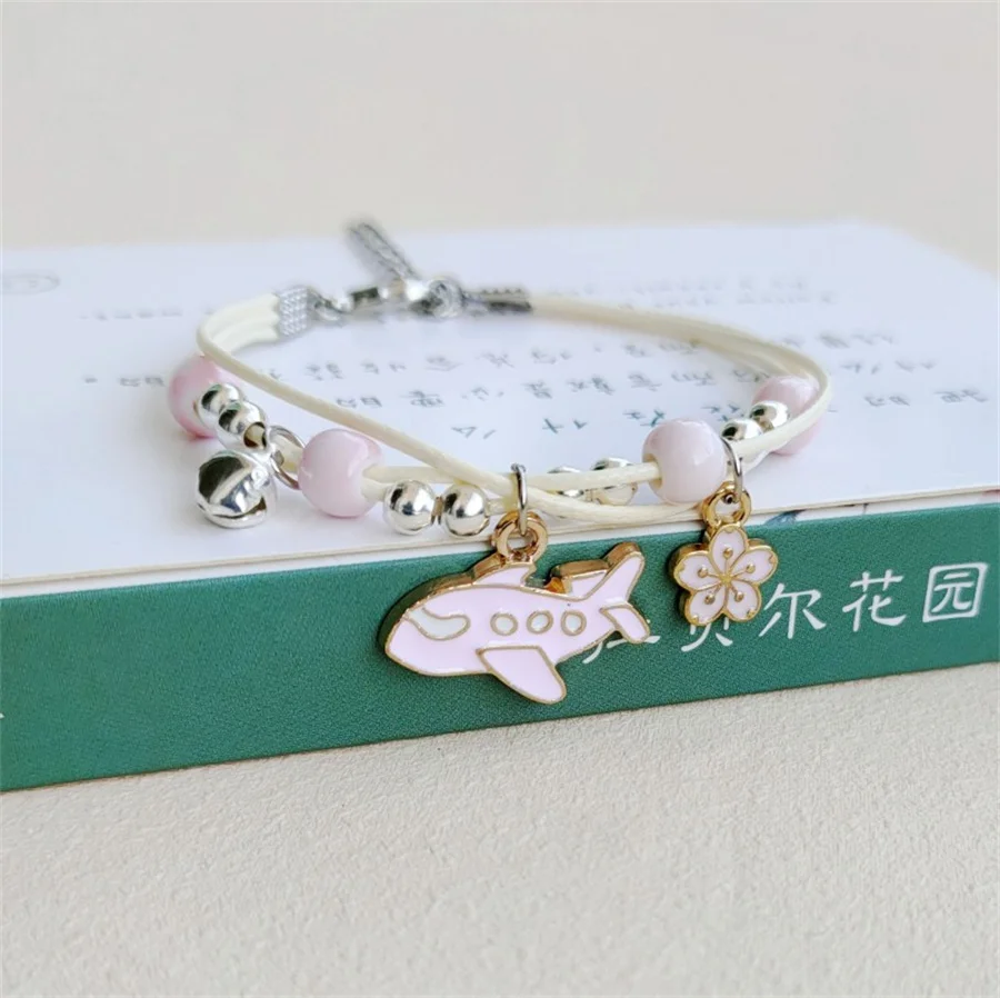 Korean Cute Cartoon Rabbit Flower Pendant Bracelets For Women Fashion Charm Bell Butterfly Cat Bracelet Friendship Jewelry