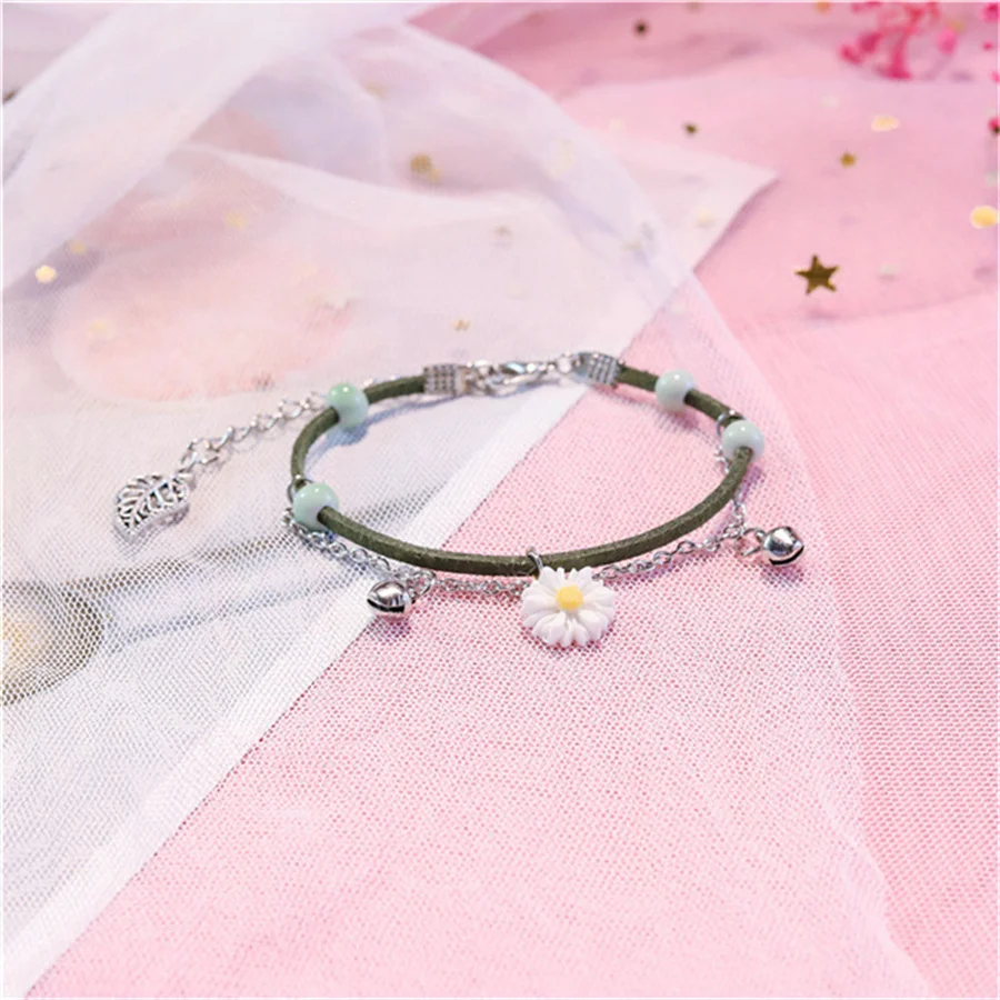 Korean Cute Cartoon Rabbit Flower Pendant Bracelets For Women Fashion Charm Bell Butterfly Cat Bracelet Friendship Jewelry