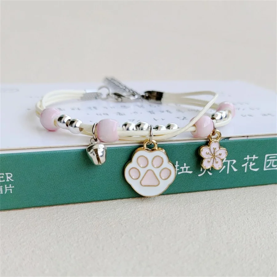 Korean Cute Cartoon Rabbit Flower Pendant Bracelets For Women Fashion Charm Bell Butterfly Cat Bracelet Friendship Jewelry