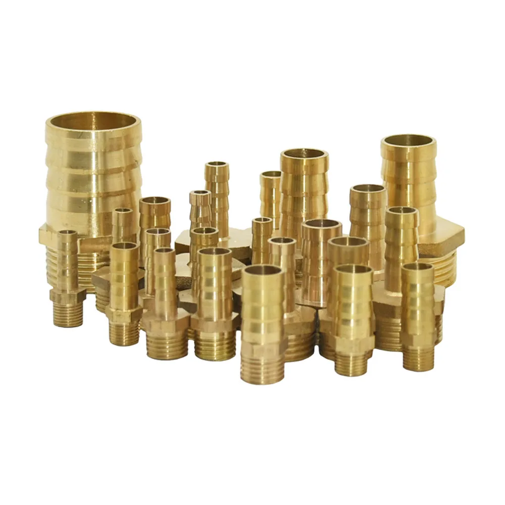 14/16/19/25mm Brass Hose Connector 1/2 3/4" Male Thread Tube Barb Fitting Copper Water Oil and Air Pipe Coupler