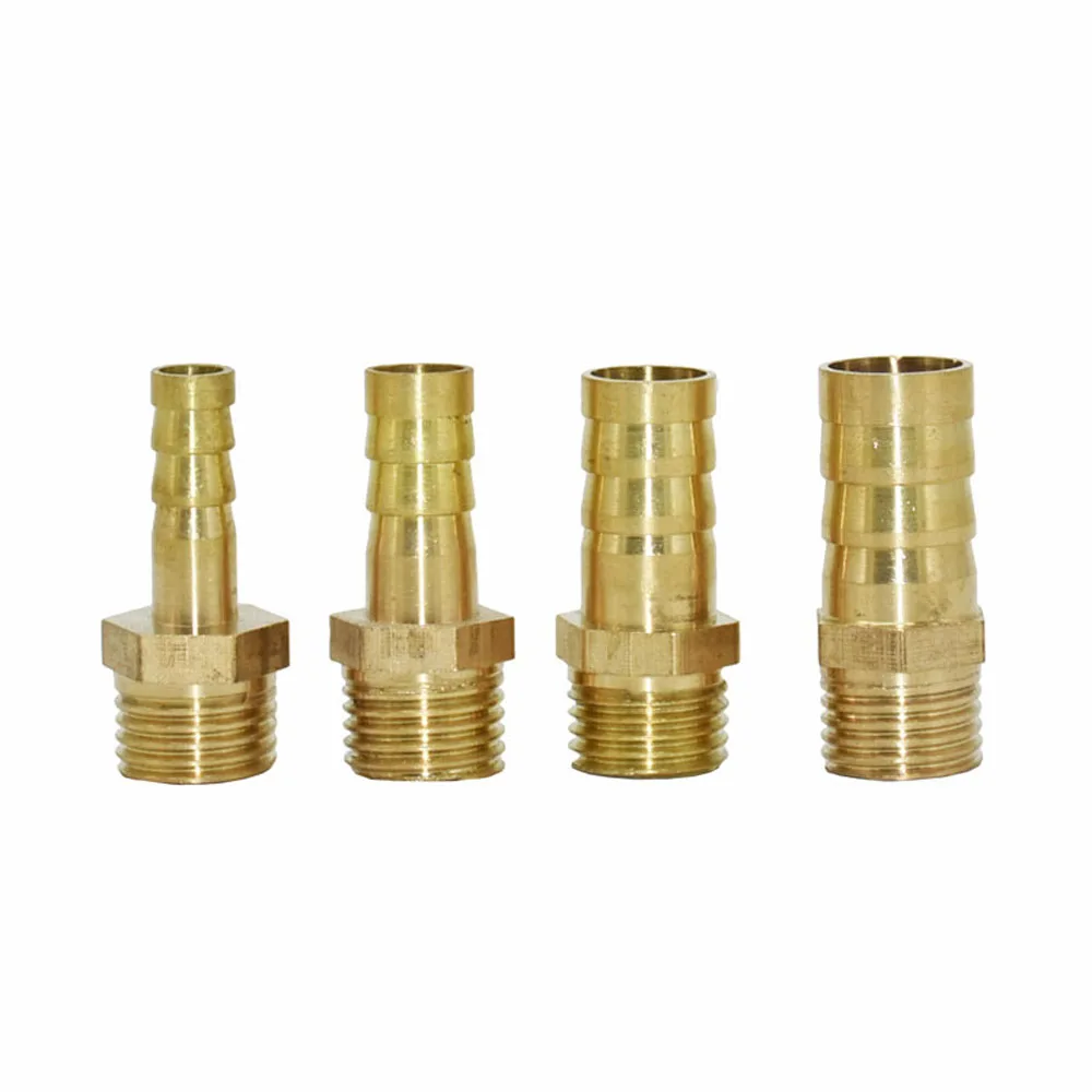 14/16/19/25mm Brass Hose Connector 1/2 3/4" Male Thread Tube Barb Fitting Copper Water Oil and Air Pipe Coupler