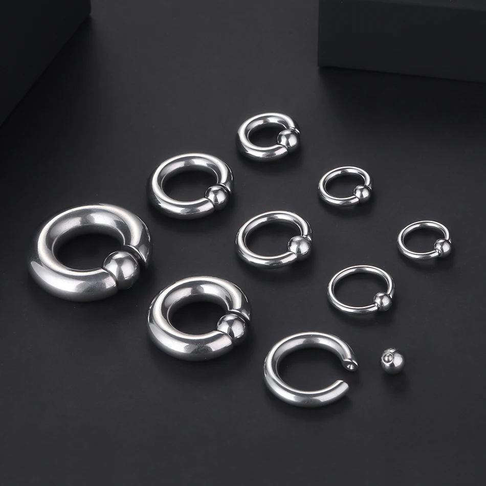 Stainelss Steel Large Captive Bead Rings PIERC Nose Hoop Weights for Ear Expander Septum Piercing Jewelry Ear Expansions 20G-00G