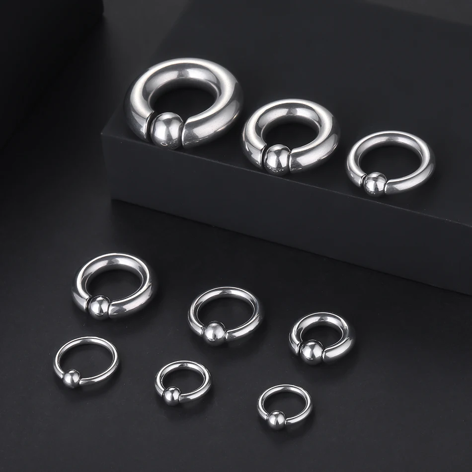 Stainelss Steel Large Captive Bead Rings PIERC Nose Hoop Weights for Ear Expander Septum Piercing Jewelry Ear Expansions 20G-00G