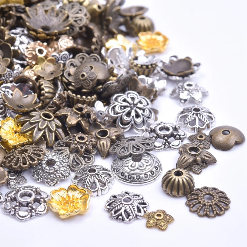 Antique Color Random Mix Bead Caps For Jewelry Making Supplies Handmade Beads Keychain Materials Jewellry Findings Accessories