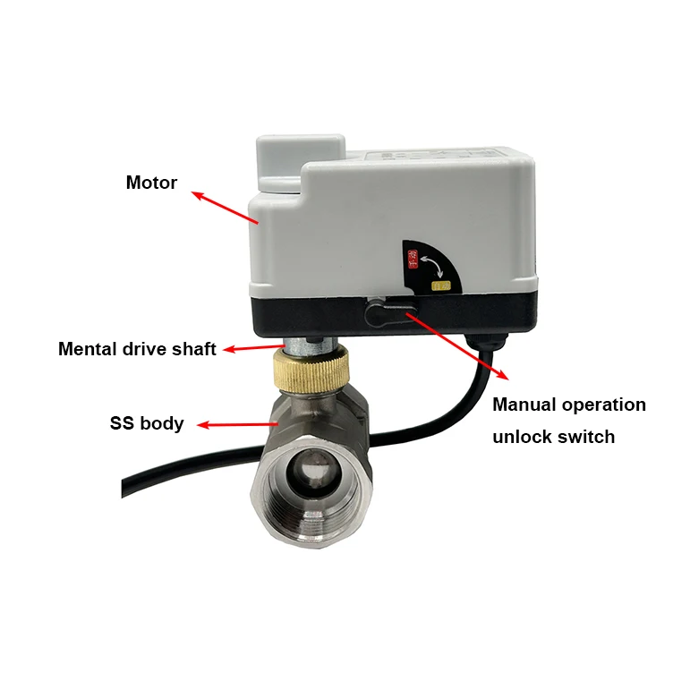 1/2" 3/4" 1" Stainless Steel Electric Ball Valve With Manual Switch 220V 12V Three Wire Two Point Control Motorized Ball Valve
