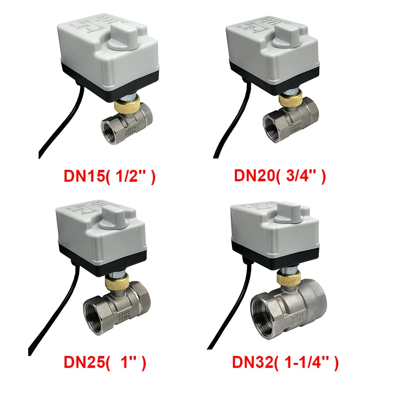 1/2" 3/4" 1" Stainless Steel Electric Ball Valve With Manual Switch 220V 12V Three Wire Two Point Control Motorized Ball Valve
