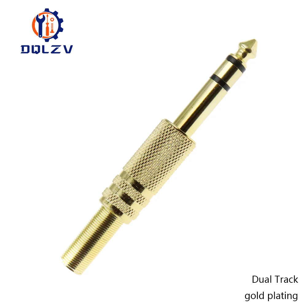 Gilding 6.35MM Jack Plug Male Mono Audio Connector Adapter 1/4Inch Male Soldering Audio Stereo Connectors