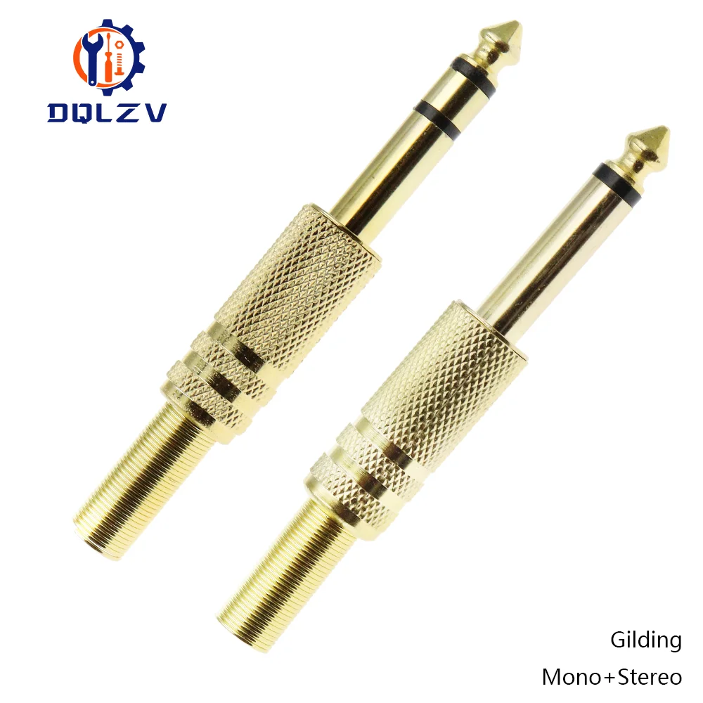 Gilding 6.35MM Jack Plug Male Mono Audio Connector Adapter 1/4Inch Male Soldering Audio Stereo Connectors