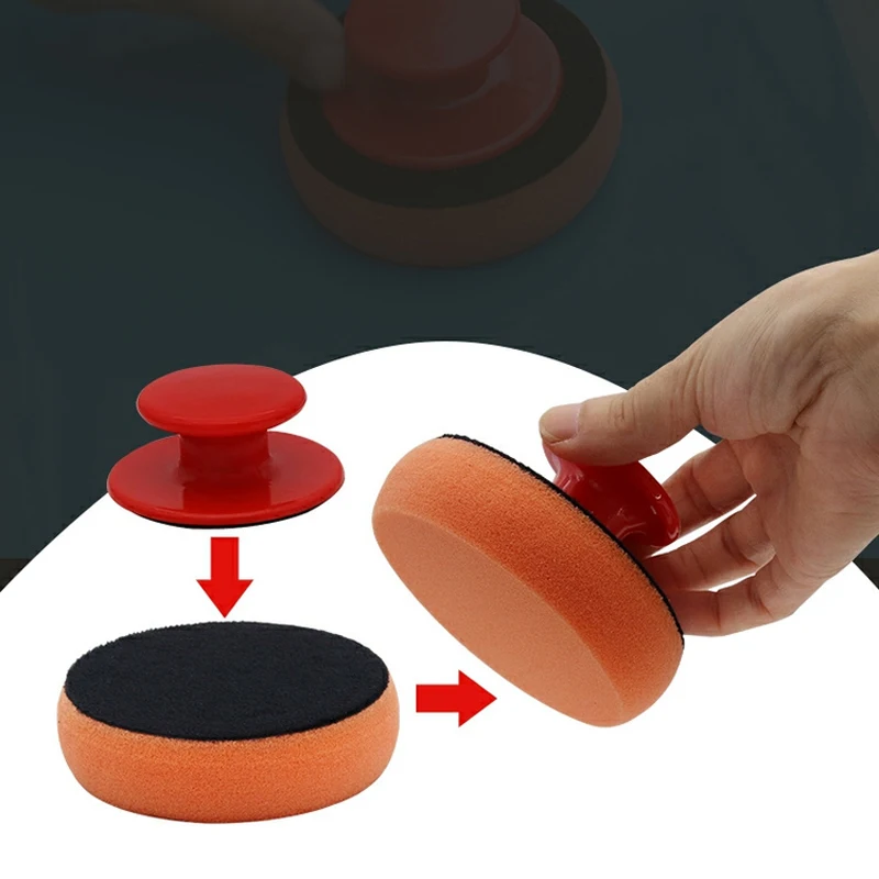 Car Waxing Handle Polishing Tool Car Wash Sponge Car Beauty Care Products Waxing Sponge Suit Car Cleaning Accessories for Car