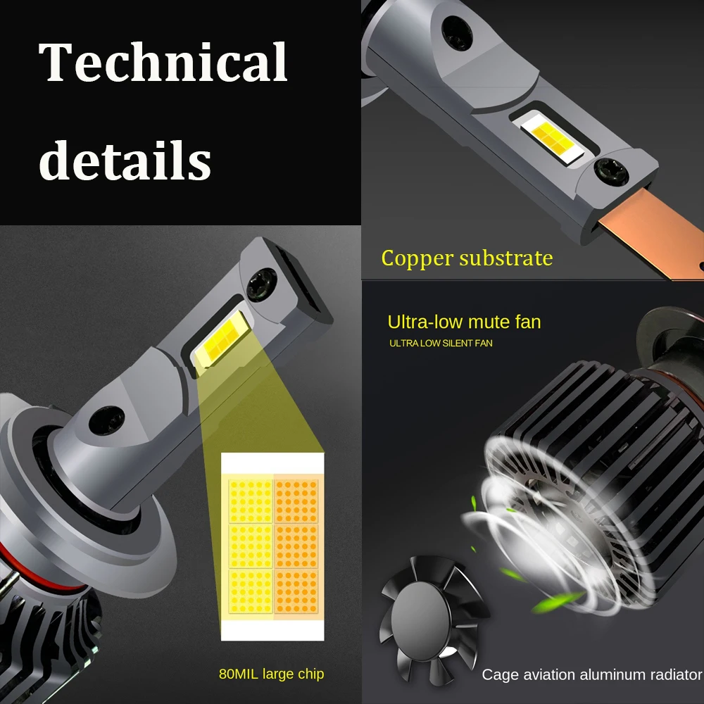 2x 100W Yellow White Dual Color Car LED Headlight 3000K+4300K+6000K H4 H8 H11 HB3 9006 H7 LED Fog Bulbs 12V H1 9005 Fog Lights