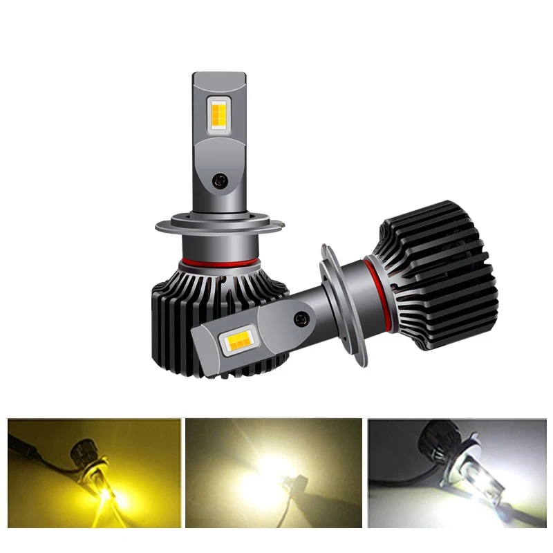 2x 100W Yellow White Dual Color Car LED Headlight 3000K+4300K+6000K H4 H8 H11 HB3 9006 H7 LED Fog Bulbs 12V H1 9005 Fog Lights
