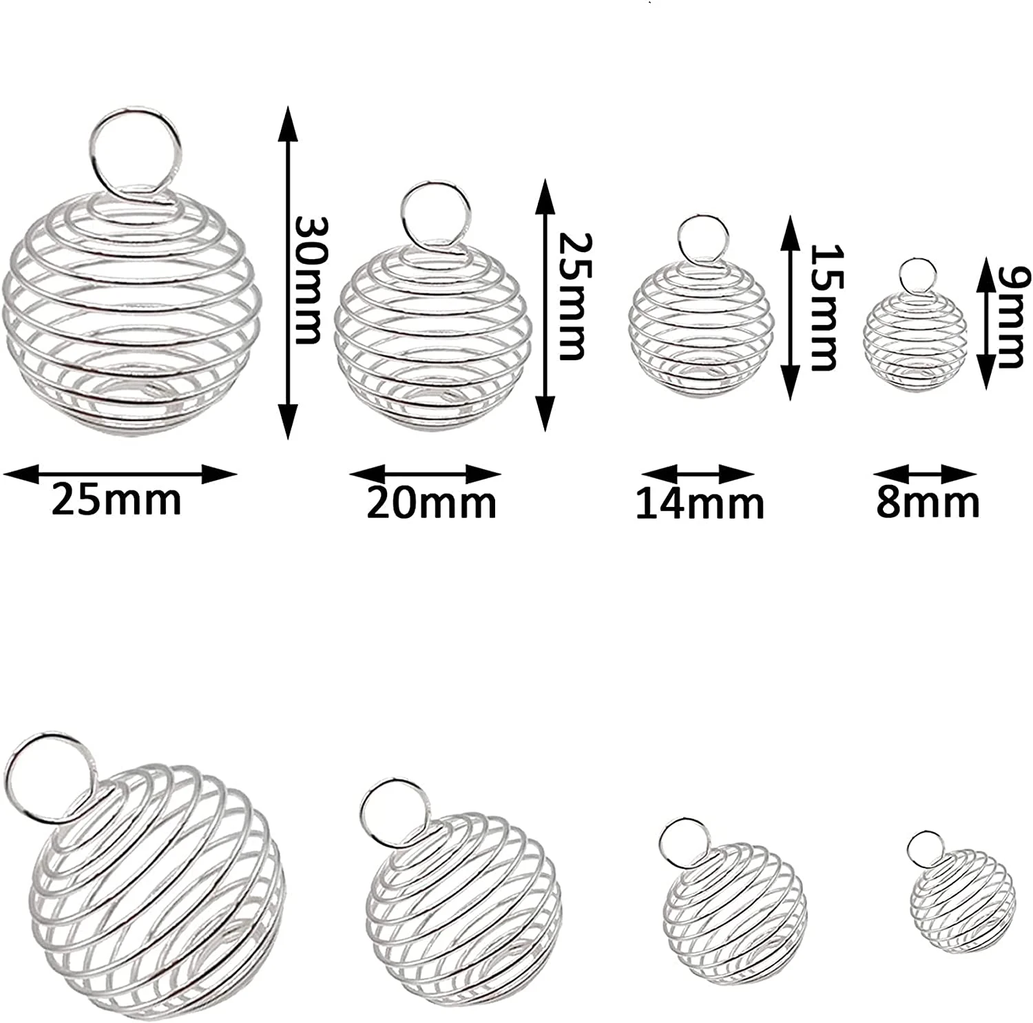 4 Color 9-25mm Spiral Bead Cages Pendants Holder Necklace Cage Pendants Findings For Diy Charms Crystals Stones Jewelry Making