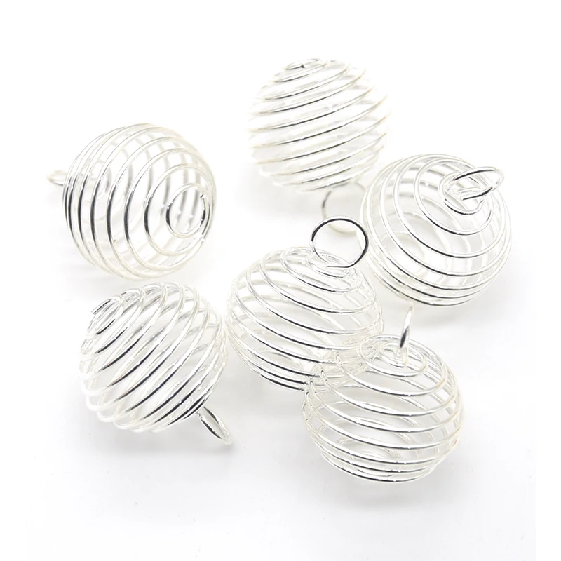 4 Color 9-25mm Spiral Bead Cages Pendants Holder Necklace Cage Pendants Findings For Diy Charms Crystals Stones Jewelry Making
