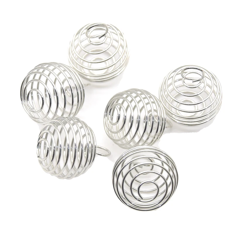 4 Color 9-25mm Spiral Bead Cages Pendants Holder Necklace Cage Pendants Findings For Diy Charms Crystals Stones Jewelry Making