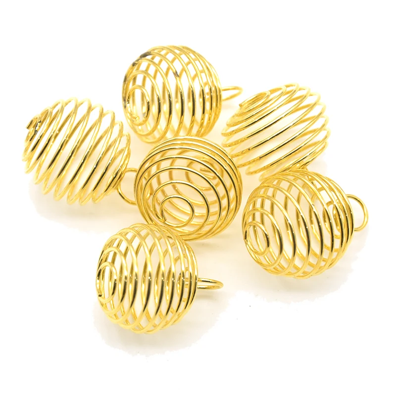 4 Color 9-25mm Spiral Bead Cages Pendants Holder Necklace Cage Pendants Findings For Diy Charms Crystals Stones Jewelry Making