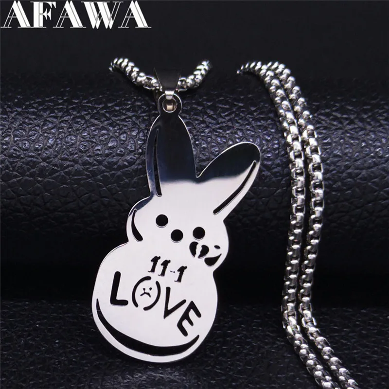Kpop Lil Peep Love Rabbit Sad for Love Pendant Necklace Stainless Steel Necklaces Jewelry Collar Fans Gift N4209S01
