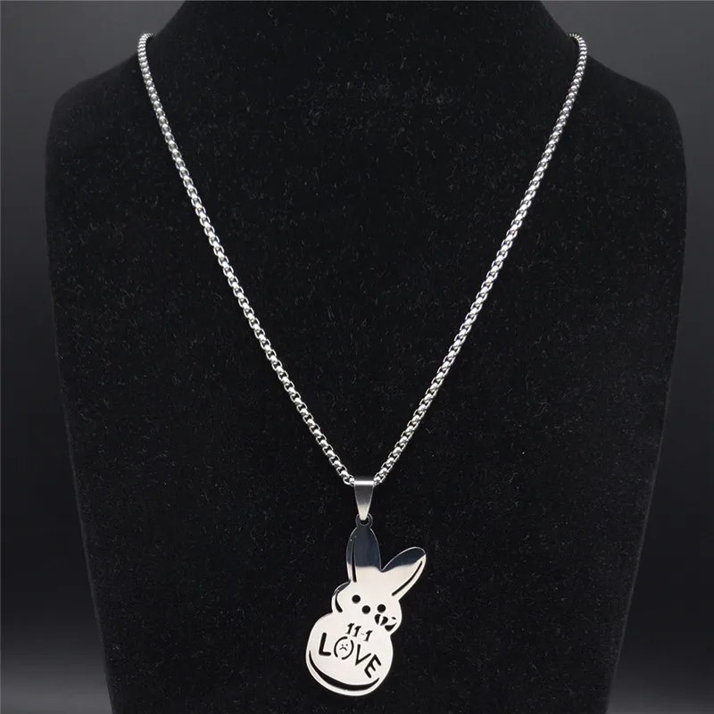 Kpop Lil Peep Love Rabbit Sad for Love Pendant Necklace Stainless Steel Necklaces Jewelry Collar Fans Gift N4209S01