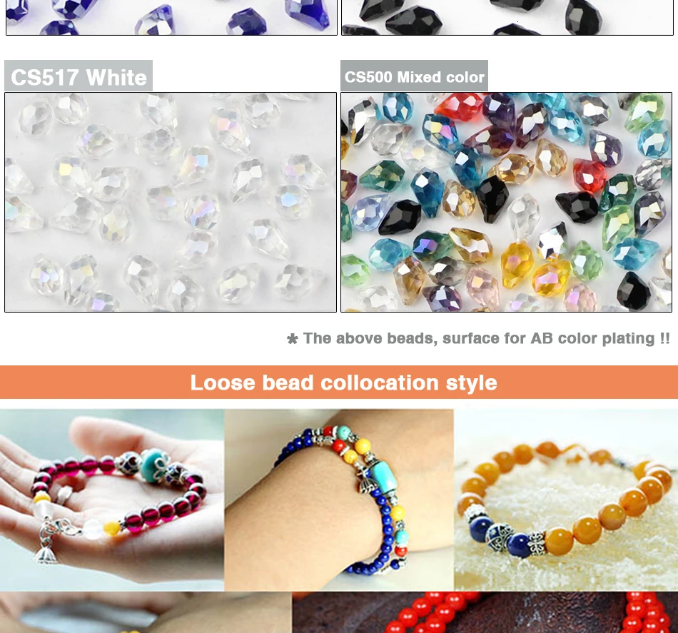 5*8mm 50pcs Briolette Pendant Waterdrop Austrian Crystal Teardrop Glass Loose Beads For Jewelry Making Bracelets DIY Accessories
