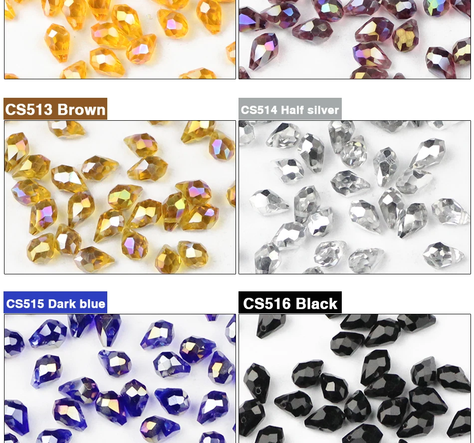 5*8mm 50pcs Briolette Pendant Waterdrop Austrian Crystal Teardrop Glass Loose Beads For Jewelry Making Bracelets DIY Accessories