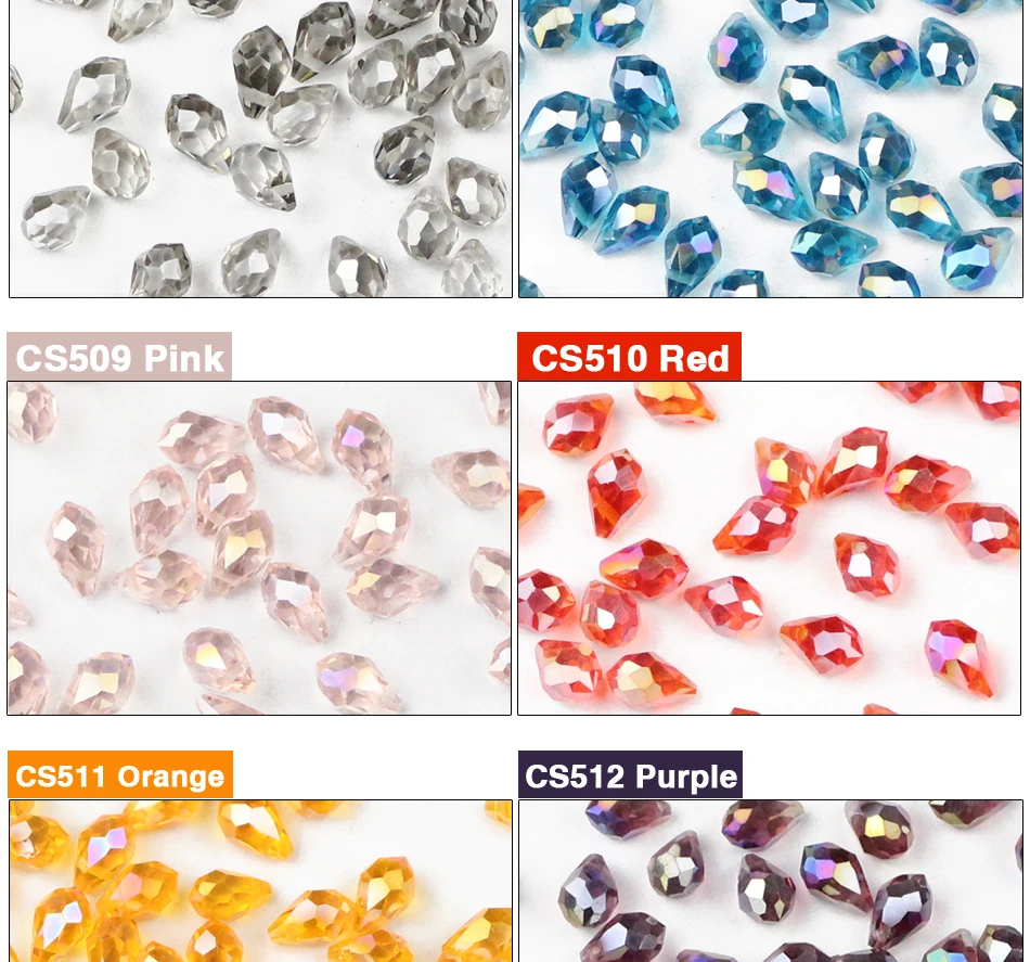 5*8mm 50pcs Briolette Pendant Waterdrop Austrian Crystal Teardrop Glass Loose Beads For Jewelry Making Bracelets DIY Accessories