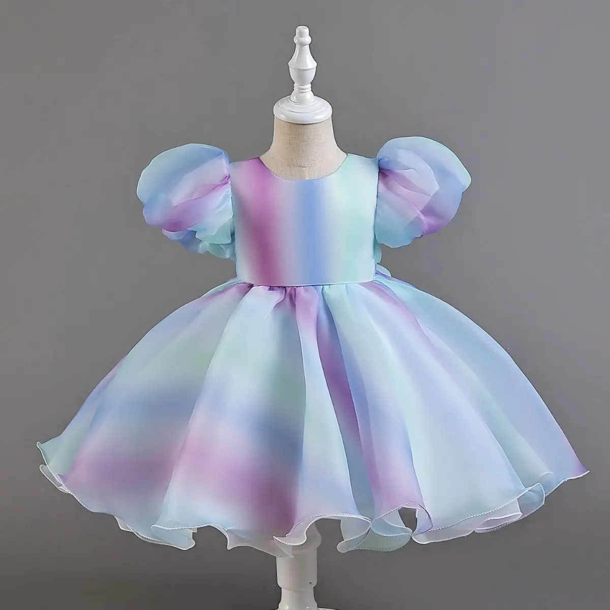 Rainbow Tutu Girls Party Dress Pageant Children Costume Princess Kids Bridesmaid Clothes For Birthday Wedding Gowns Vestidos 1-6
