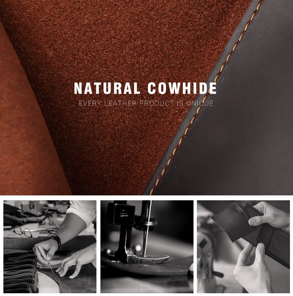Vintage Crazy Horse Leather Men Wallets RFID Protection Mini Metal Card Holder Wallet Zipper Coin Pocket for Man