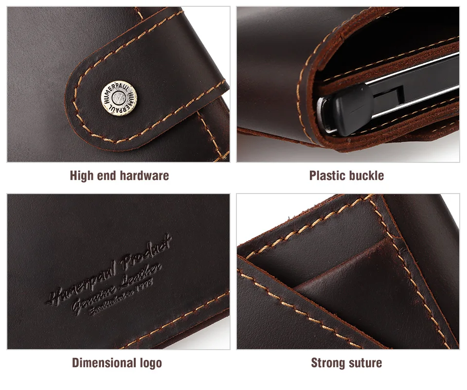 Vintage Crazy Horse Leather Men Wallets RFID Protection Mini Metal Card Holder Wallet Zipper Coin Pocket for Man