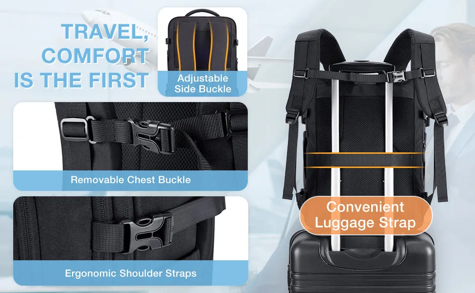 BAGSMART 17.3'' Laptop Backpack 4Pcs 40L Travel Cabin Backpack Airline Carry On Luggage Backpack Suitcase with Packing Cubes