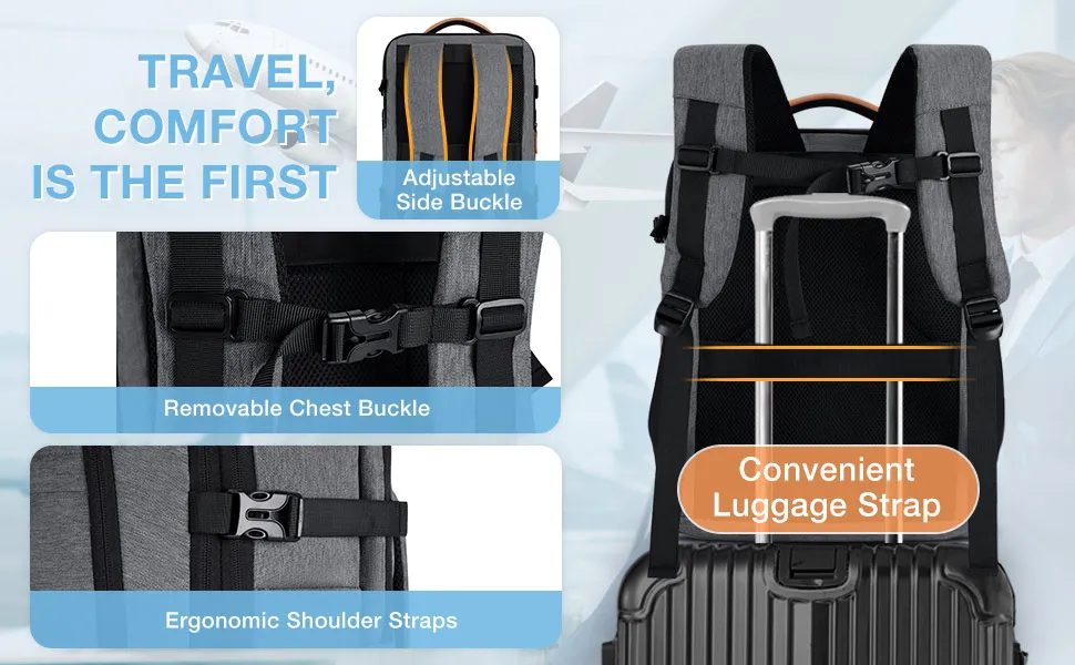 BAGSMART 17.3'' Laptop Backpack 4Pcs 40L Travel Cabin Backpack Airline Carry On Luggage Backpack Suitcase with Packing Cubes