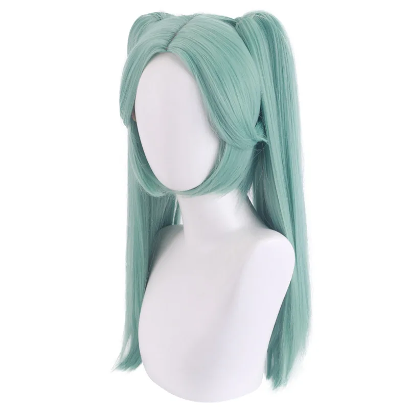 Rebecca Cosplay Wig Anime Cyberpunk Edgerunners Cosplay Double Ponytails Cyan-blue Wig Heat Resistant Synthetic Wigs