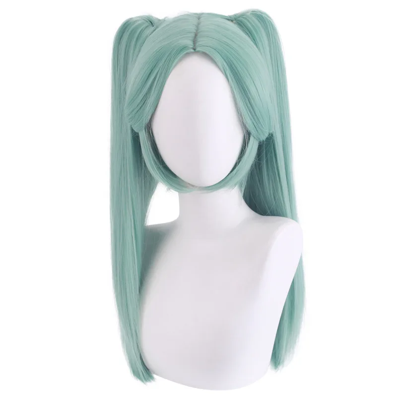 Rebecca Cosplay Wig Anime Cyberpunk Edgerunners Cosplay Double Ponytails Cyan-blue Wig Heat Resistant Synthetic Wigs