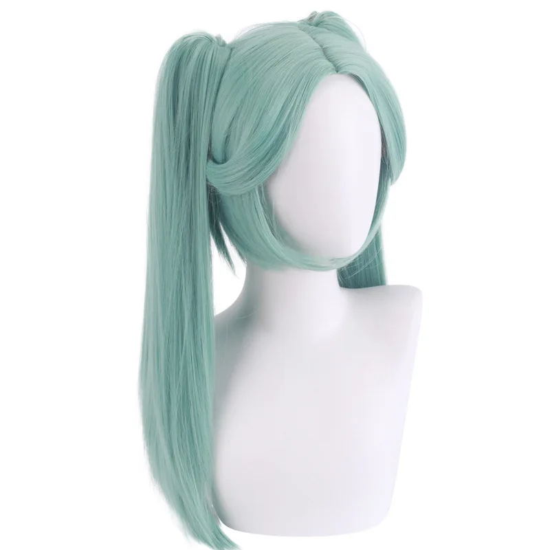 Rebecca Cosplay Wig Anime Cyberpunk Edgerunners Cosplay Double Ponytails Cyan-blue Wig Heat Resistant Synthetic Wigs