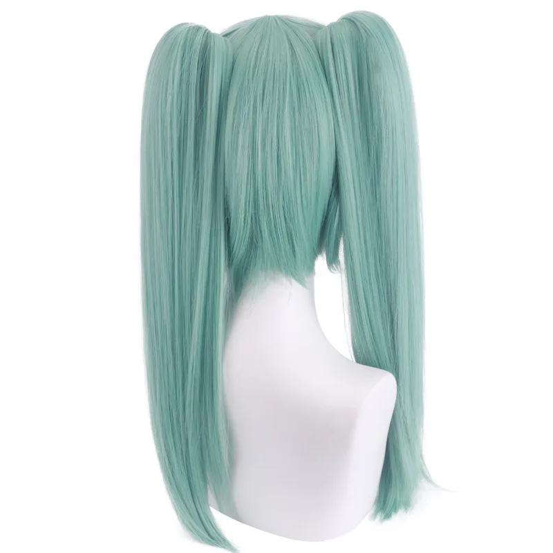Rebecca Cosplay Wig Anime Cyberpunk Edgerunners Cosplay Double Ponytails Cyan-blue Wig Heat Resistant Synthetic Wigs